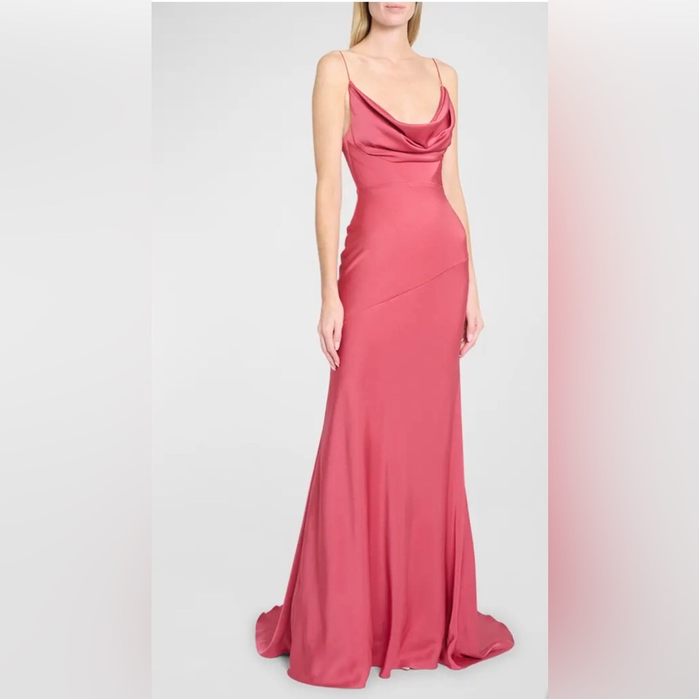 Satin Crepe Cowl Draped Gown